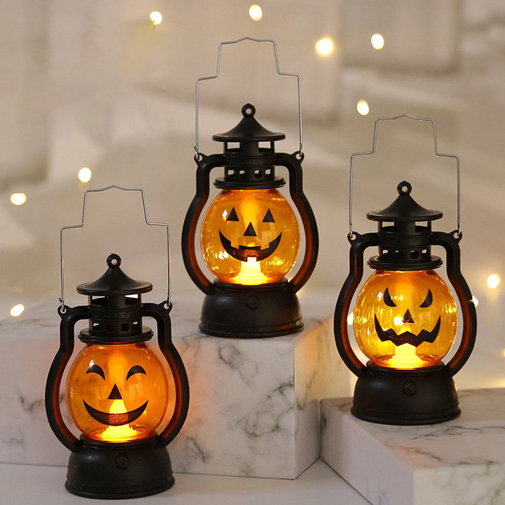 3x Halloween Decoration LED Pumpkin Battery Operated Lantern Light Lamp Decorations for Home Dining Room Bedroom Decor
