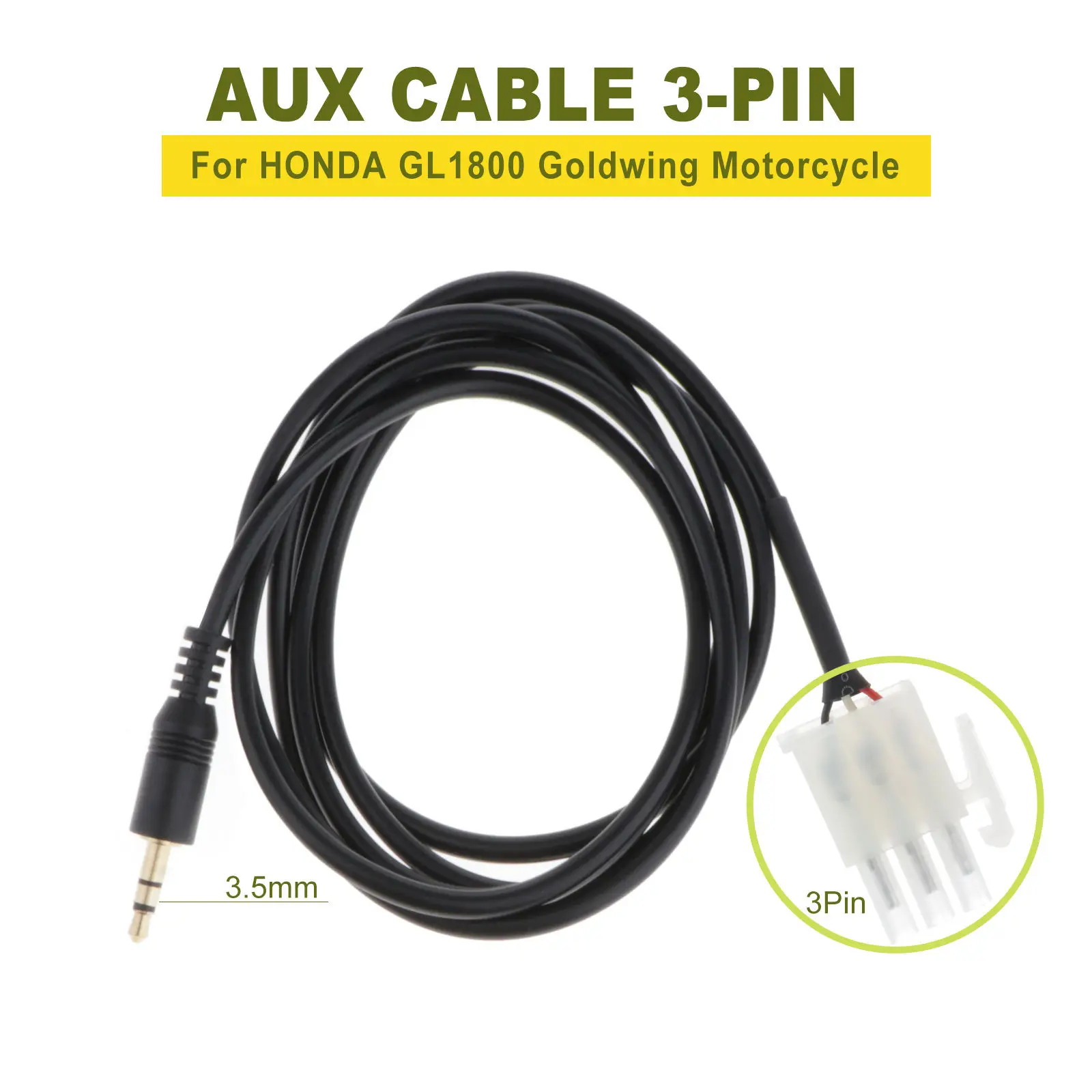 3.5mm Audio Cable Aux Cord Male Adapter 3 Pin Fit for  GL1800 Goldwing