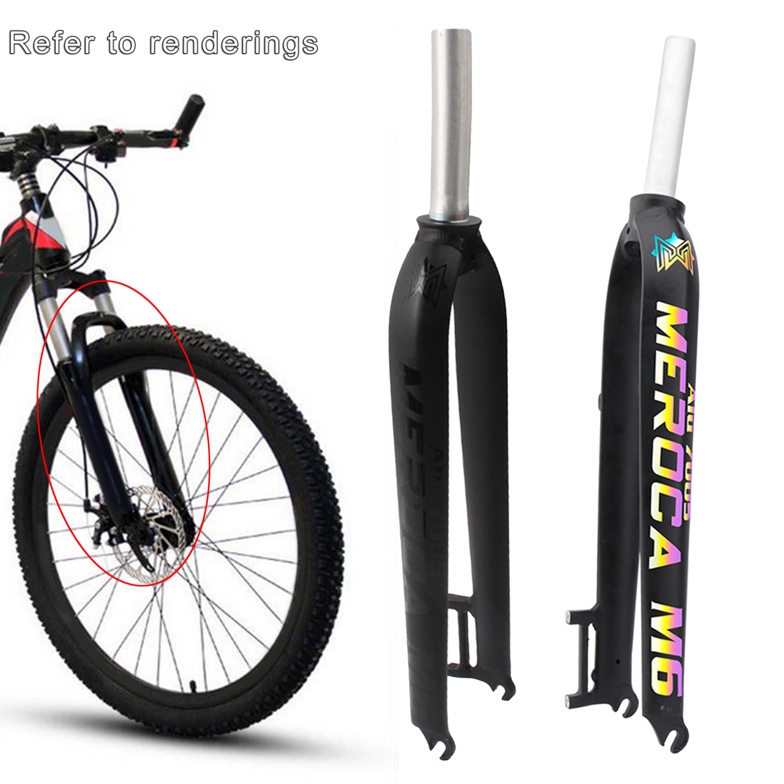 Solid Mountain Bike Front Fork Road 1-1/8'' 28.6mm Bicycle Rigid Disc Brake Forks Mounting Repair Parts