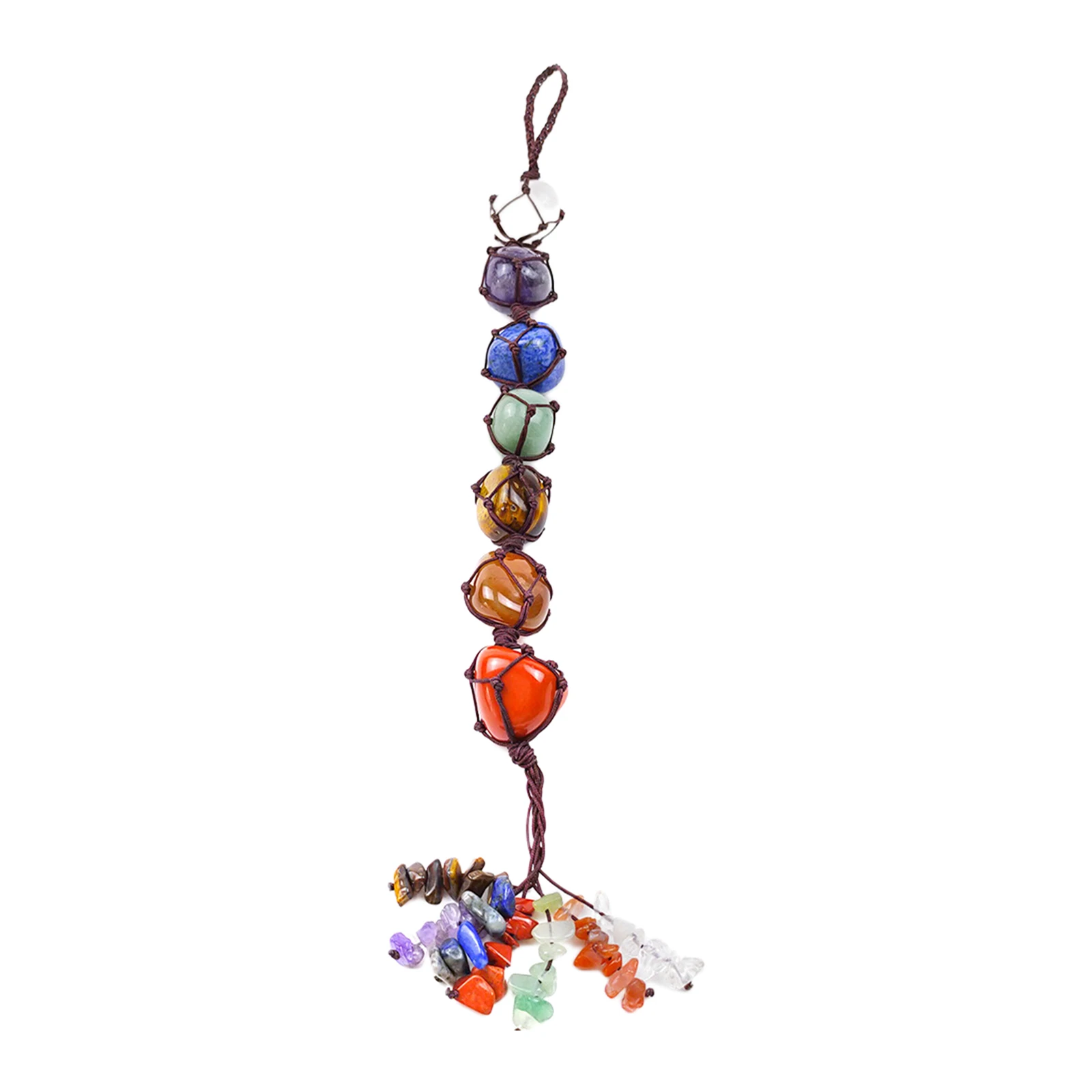 Meditation Reiki Heal Crystals Pendant Colorful 7 Chakra Hanging Decoration Wall Art Natural Stones Christmas Decor Ornament