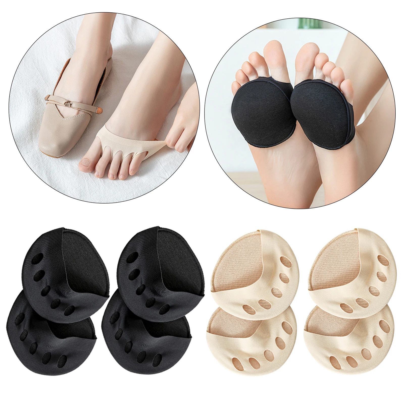 2Pair Metatarsal Pads Cotton Hig Heels Ball of Foot Cushions Pain Soft Insoles Forefoot Care Support Protector