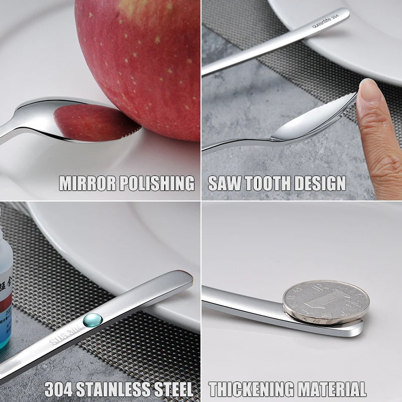 Polishing Scrape Stainless Steel Seratted Spoon Fruit Grapefruit Saw-tooth 