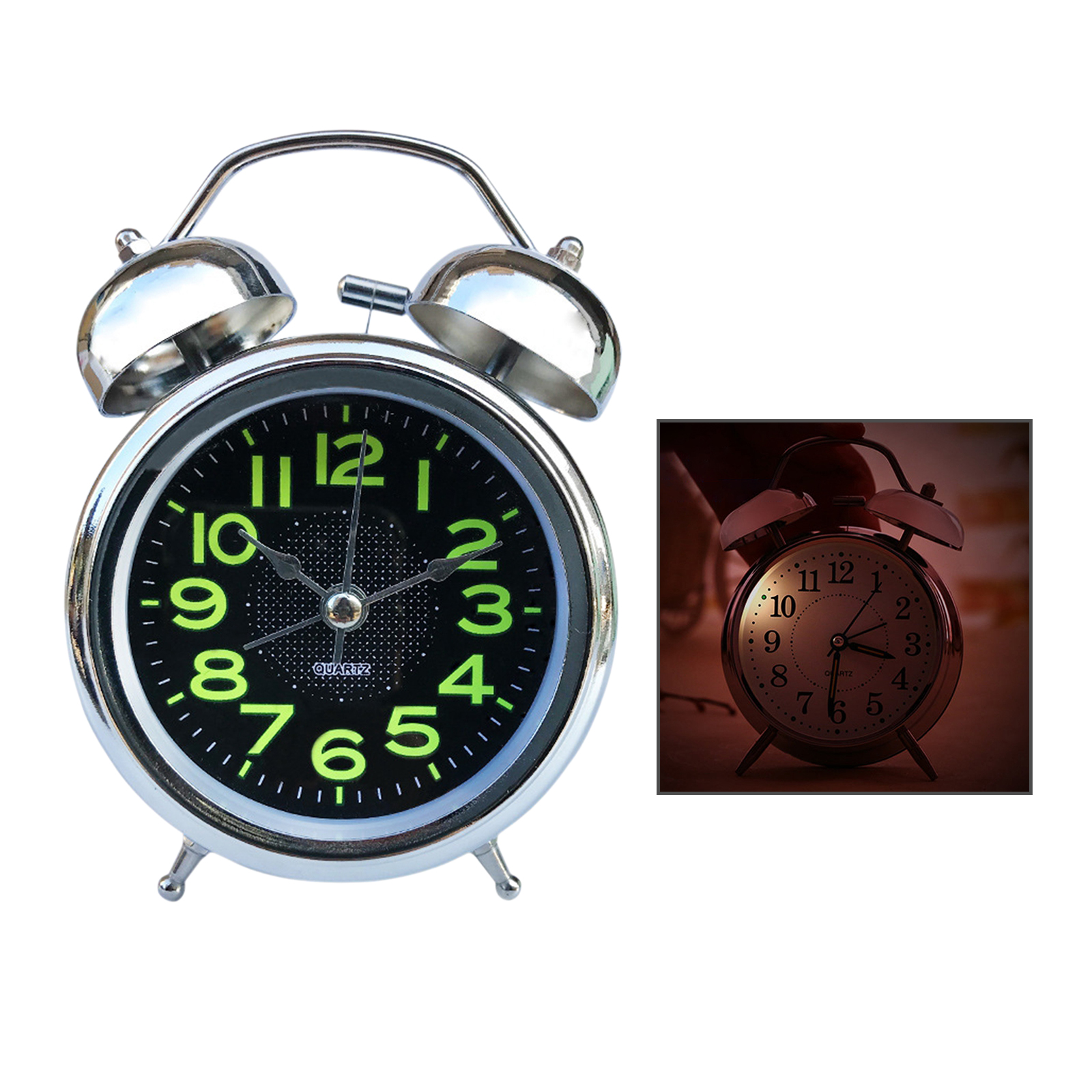 Analog Alarm Clock Vintage Retro Classic Night Light Extra Loud
