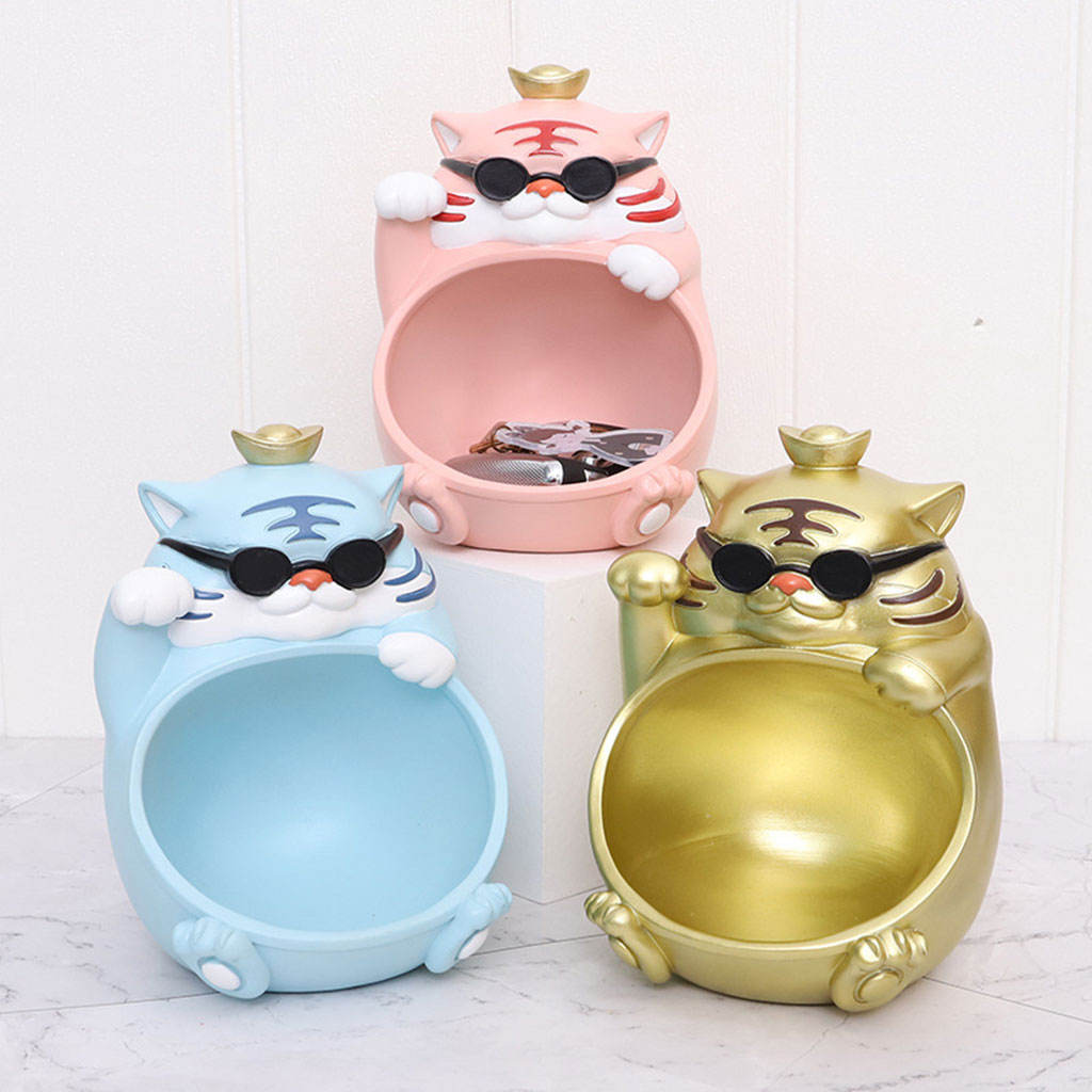 Animal Figurines Key Container Organizer Artware Snack Storage Case for Entryway Office