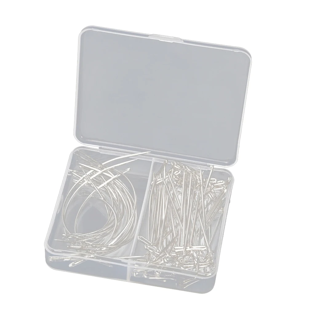 Wig Making Pins Needles Set (70 Pieces), Wig T Pins And C Curved Needles for