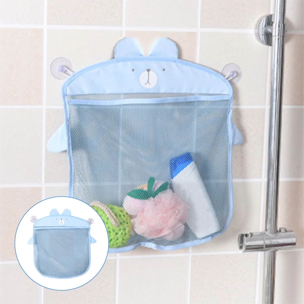 Bath Toy Bag Holder Durable Bath Toy Storage Baby Mesh Bathtub Toy Holder Basket with 2 Suction Cups for Tub Multi-use Net Bags