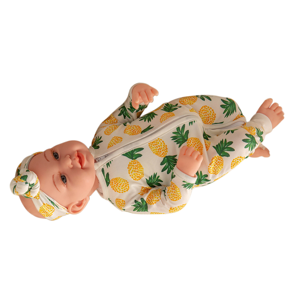Reborn Doll 18 inch Handmade Realistic Baby Boy with Soft Vinyl Body, Including Pineapple Jumsuit