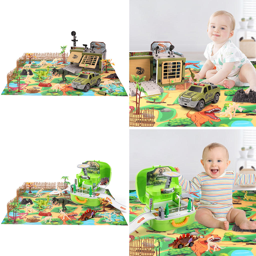 Dinosaur Toys Playset with Play Mat Jungle Dinosaur Figures Track Education for Kids Baby