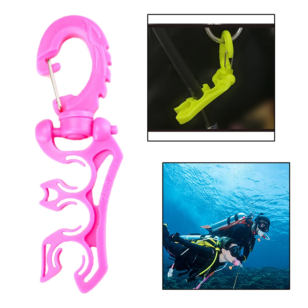 Diving Underwater Triple BCD Hose Retainer with Clip Folding Snap