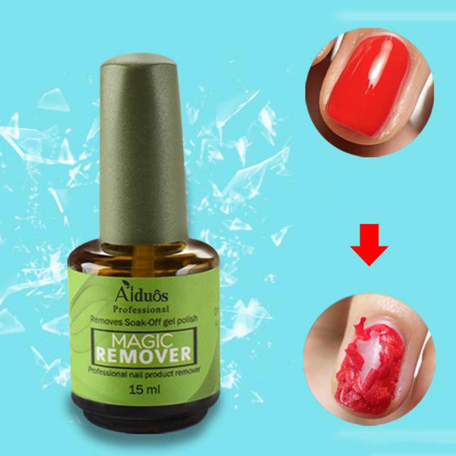 Magic Nail Polish Remover,Professional Easily & Quickly Removes Soak-Off Gel Nail Polish in 3-5 Minutes,15ml