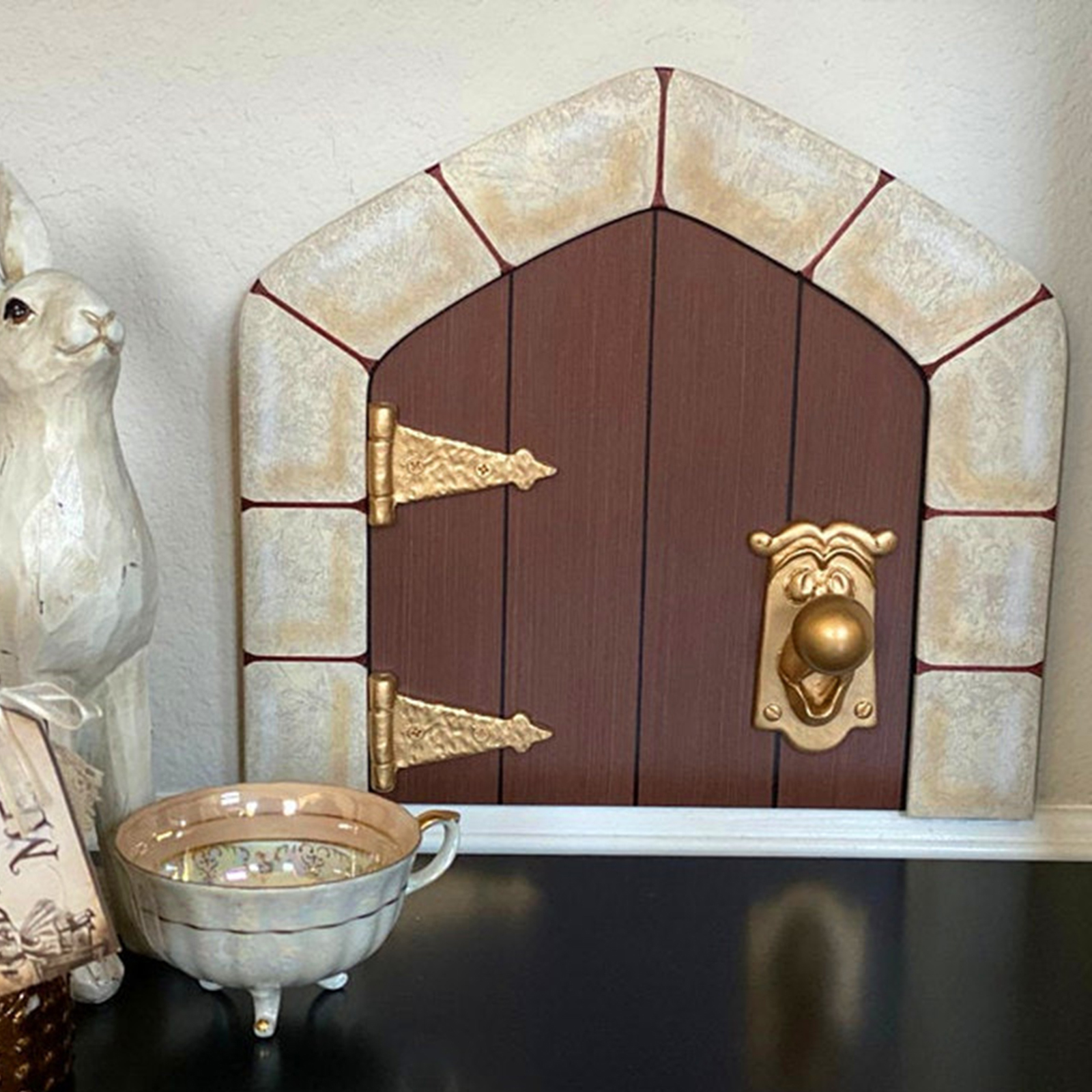 Mini Fairy Door Yard Garden Sculpture Figurine Statues for Kids Room Wall Outdoor Porch Living Room Bedroom Decor