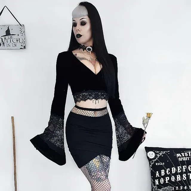 Altgoth harajuku punk gótico alargamento calças femininas grunge