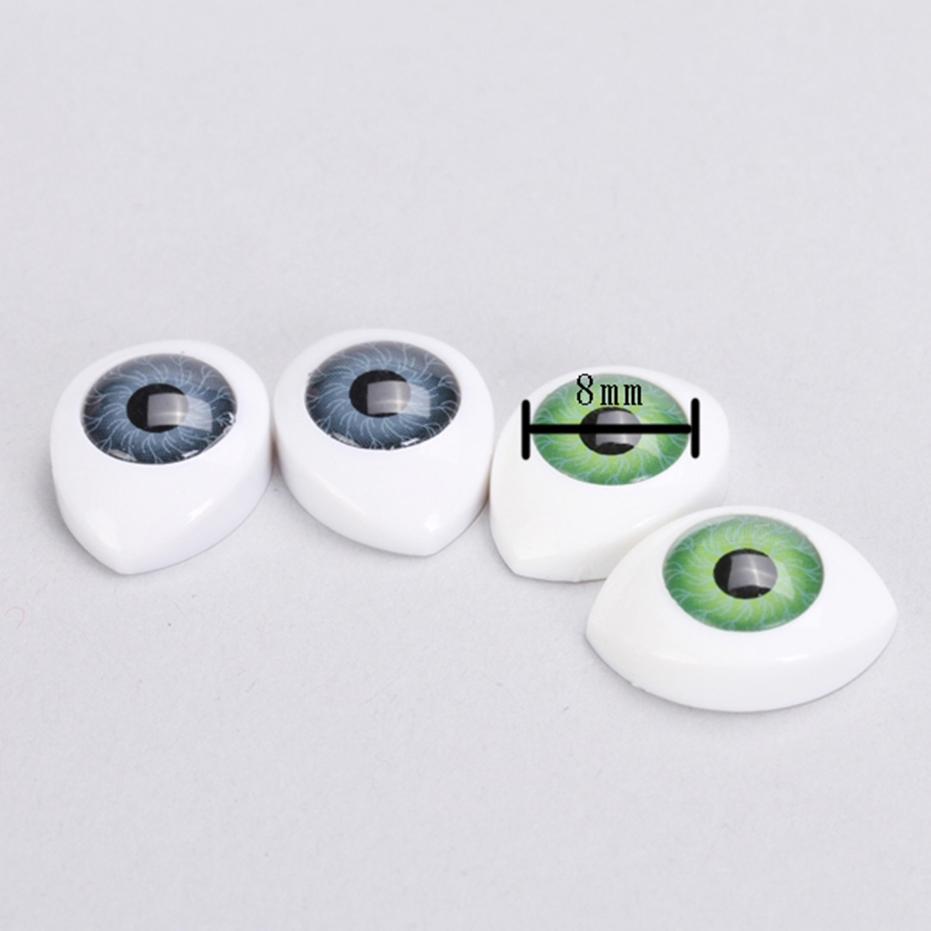 MagiDeal 4 Color 8Pcs Plastic Oval Hollow Back Plastic Eyes for Doll Animal Puppet Mask DIY Craft Toys Accessory 8mm