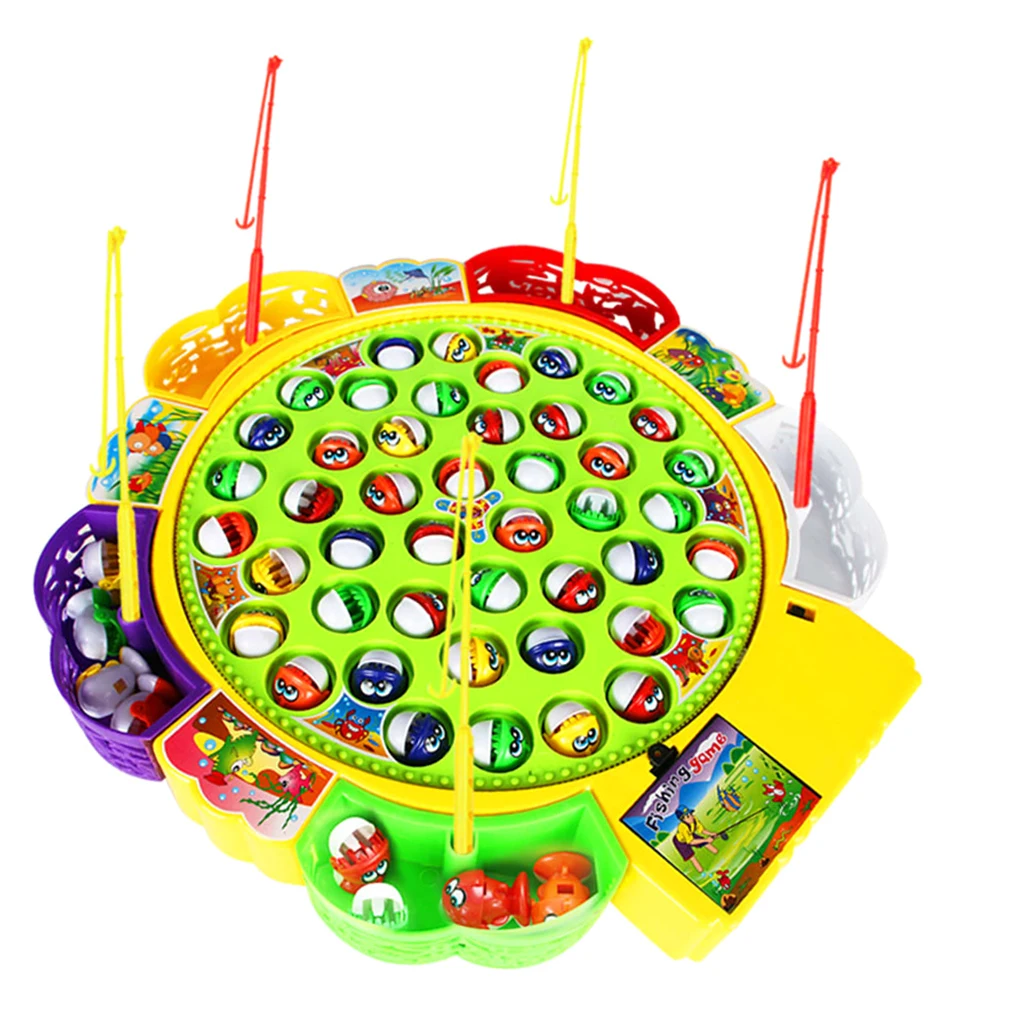 Fun  Game Set Electronic Rotating   Board with 45 Fishes Kids Gift