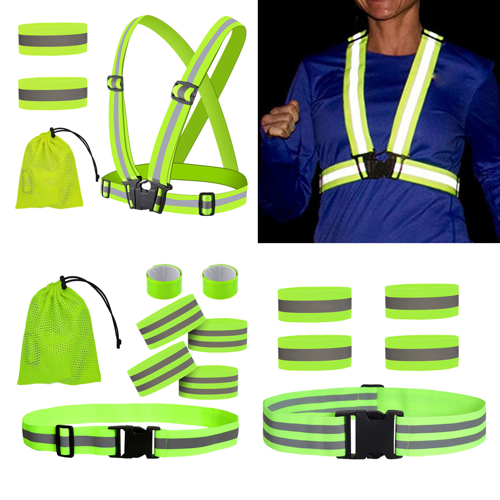 Reflective Vest Night Adults Kids Reflective Bands Cycling Reflector