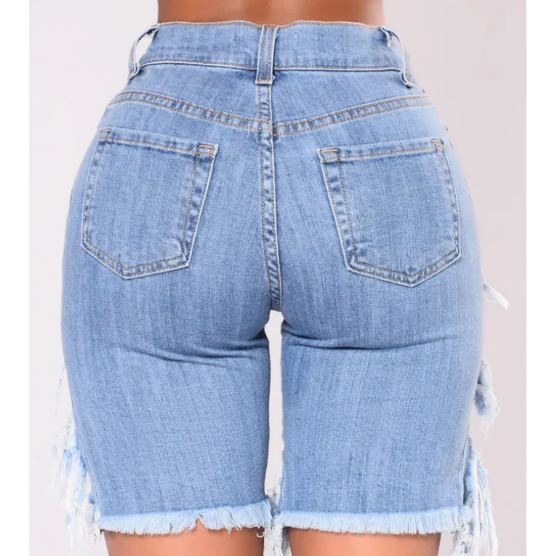 shorts Fashion Women Denim Bottoms Sexy Ladies Ripped Jeans Shorts High Waist Holes Draped Destroyed Pencil Slimming Shorts Club Street high waisted shorts