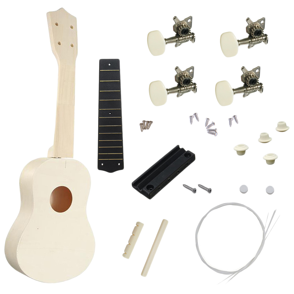 Basswood Soprano Ukulele Assembly Set 4 Strings Guitar Uke Handicraft Material for