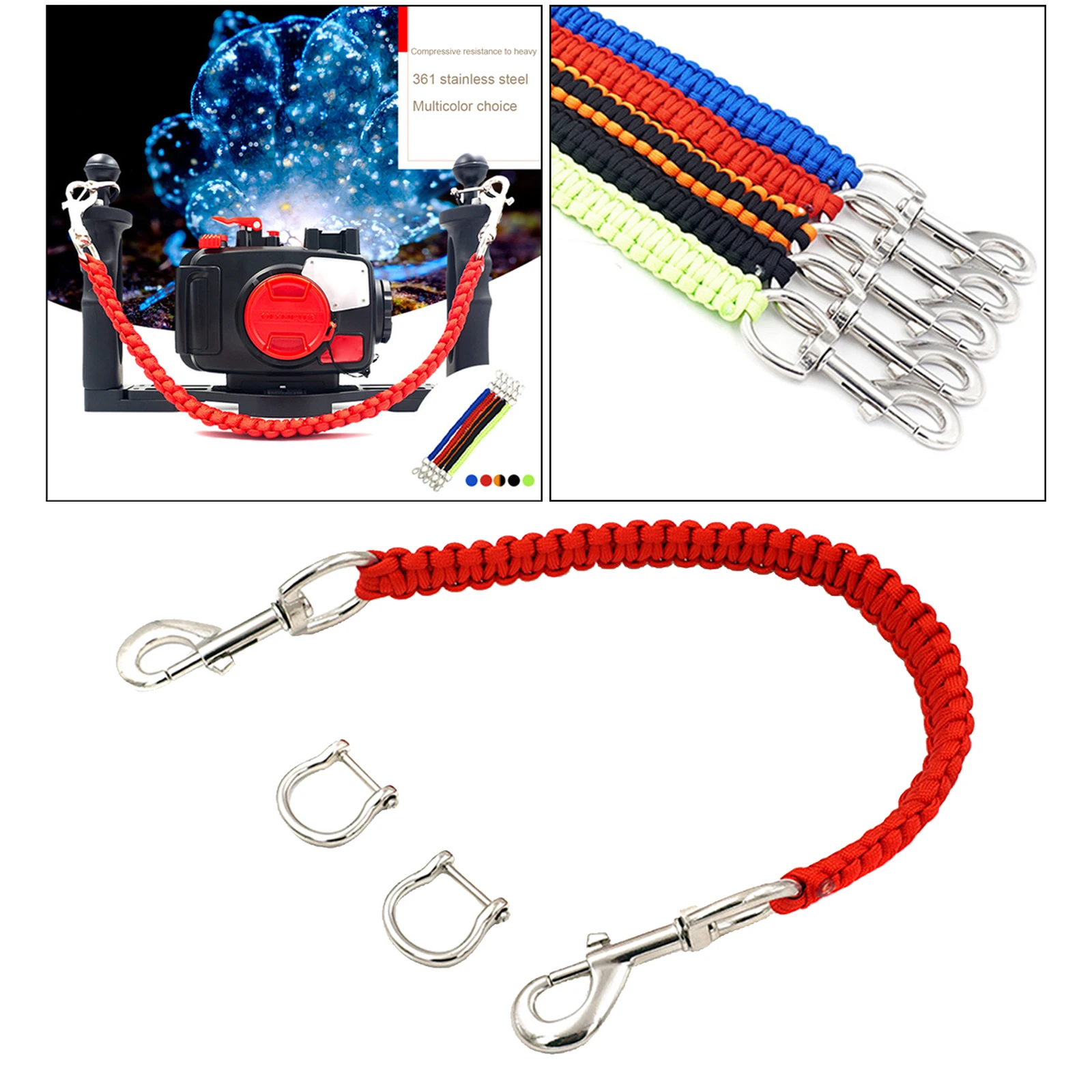 Scuba Diving Camera Housing Handle Rope Waterproof Case Lanyard Strap Carrier For Tray Missed Rope Underwater Photography