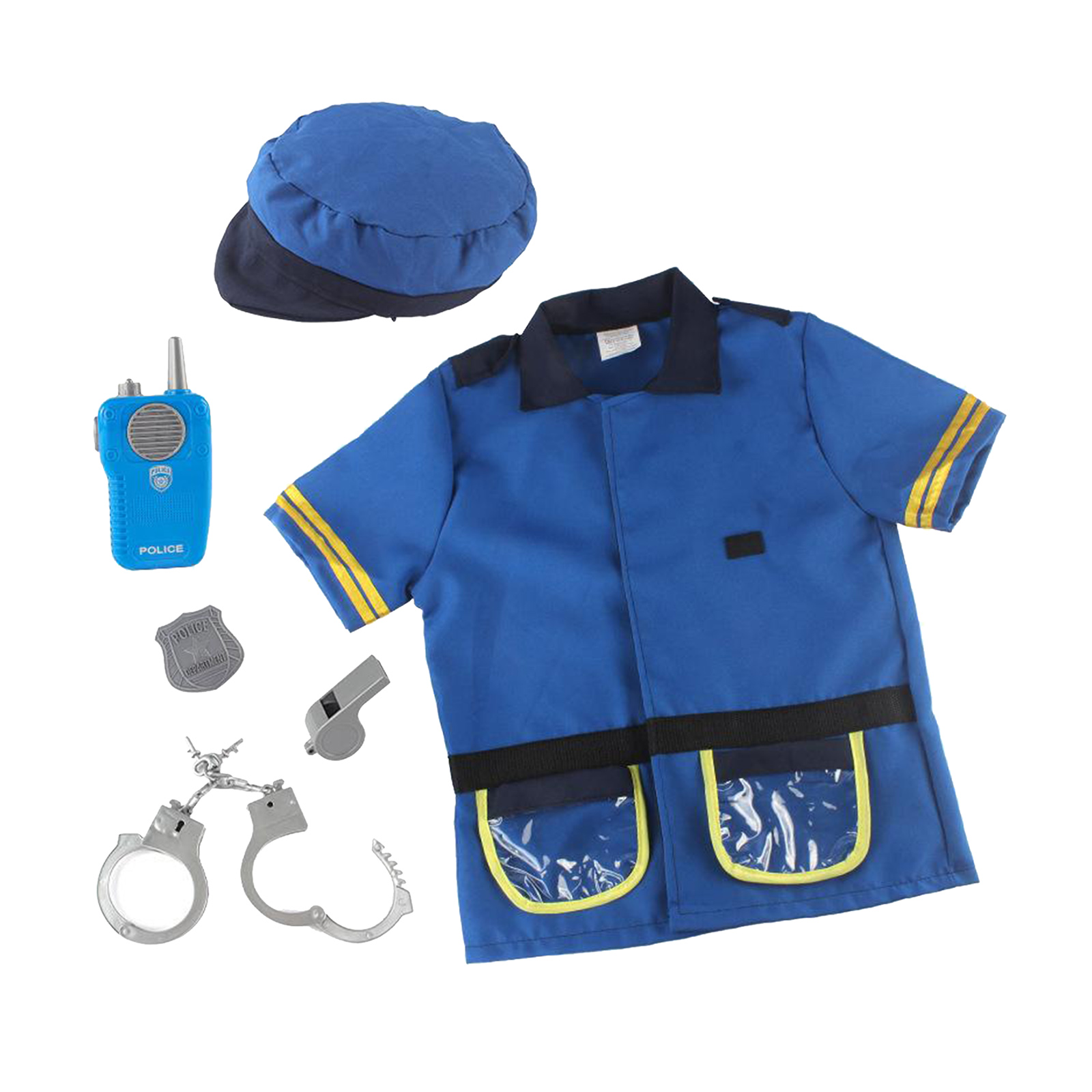 6Pcs/set Police Officer Set Kid Role Play Toy Walkie Talkie w/ Badge Handcuff Whistle Props Kit for Policeman Pretend