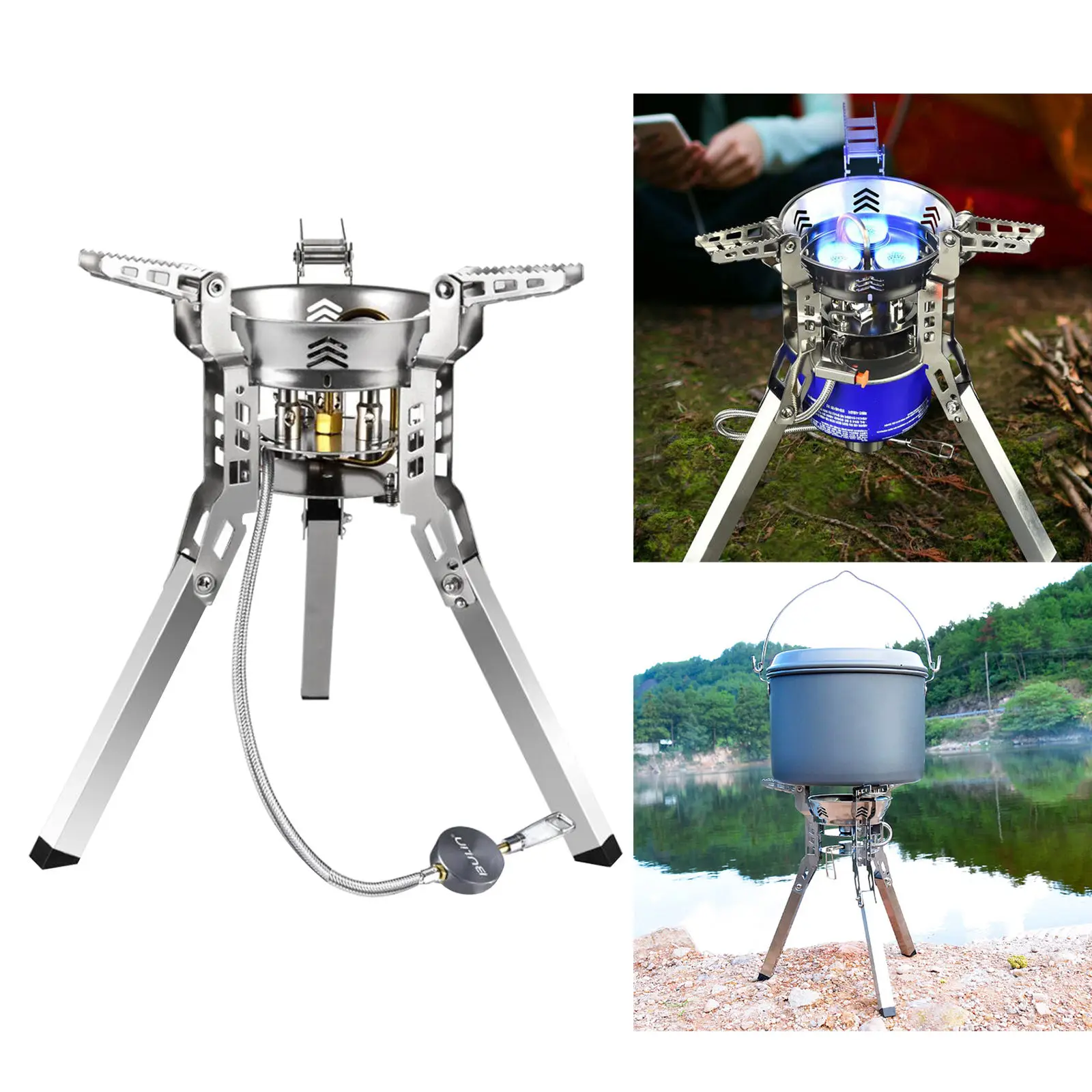 6800W Gas Stove Camping Burner Strong Fire Outdoor Camp Cooker for Outdoor Camping Hiking Picnic Fishing Gear Cooker