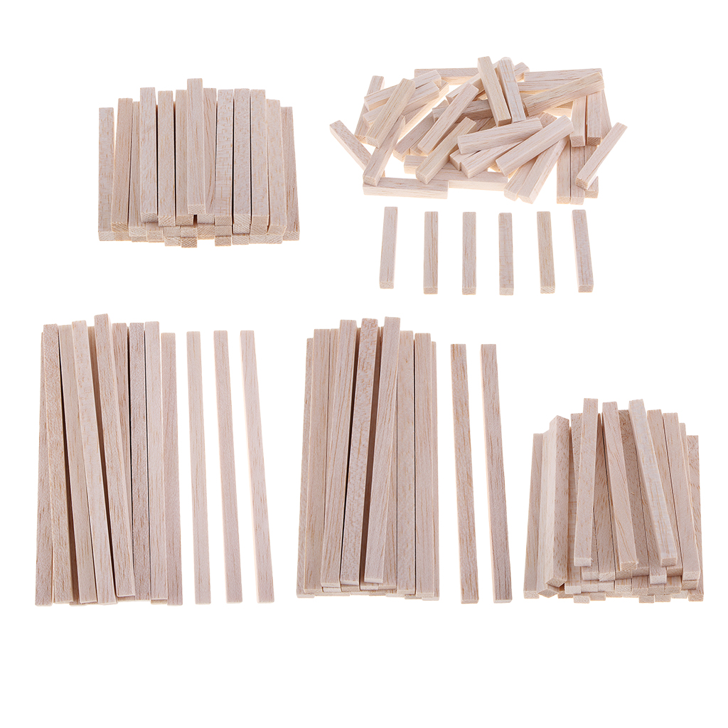 Square Balsa Wood Stick Unfinished Woodcraft Dowel Rod for Kindergarten Handmade