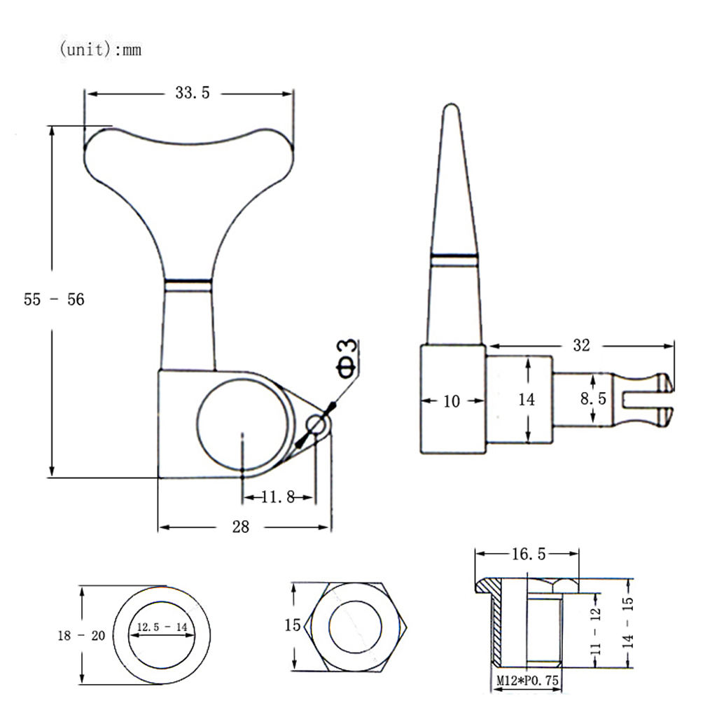 Fish Tail Buttons Bass String Tuners Pegs keys Machine Heads 2L2R Red Bronze for electric acoustic folk guitar