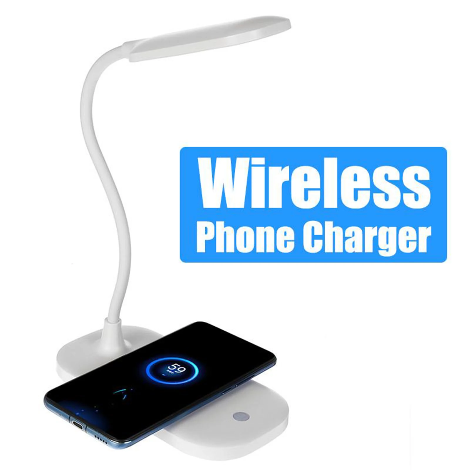 Dimmable LED Desk Lamp Room Reading Light Lamp 10W Wireless Charger