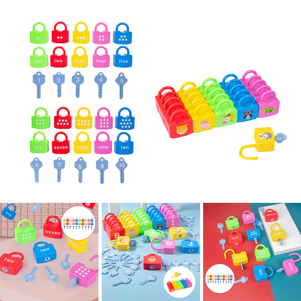Baby Keys and Locks Set Matching & Counting Skills Kids Montessori Unlock Sensory Toy Match Game for Children 2+ Birthday Gift