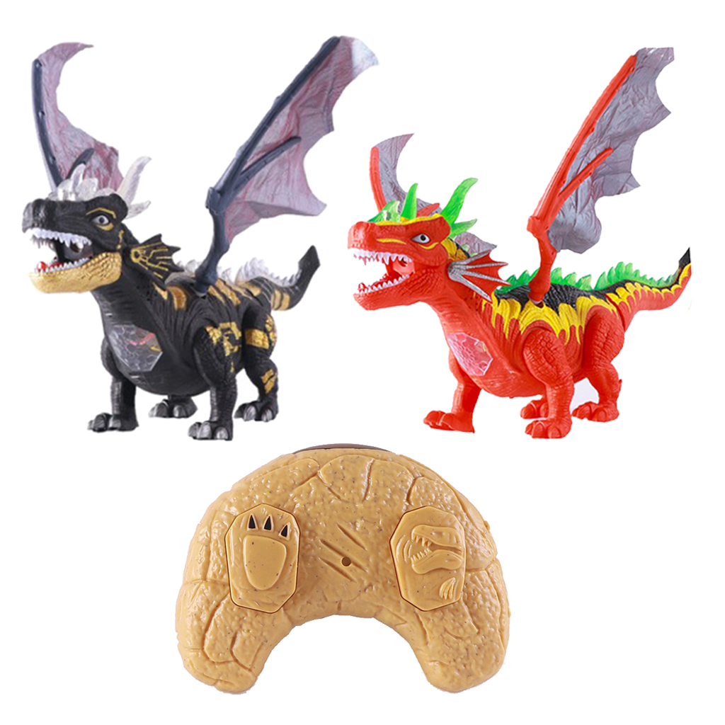 Remote Control Dinosaur Robot Toys RC Walking Spray Fire Dino with Sound Light