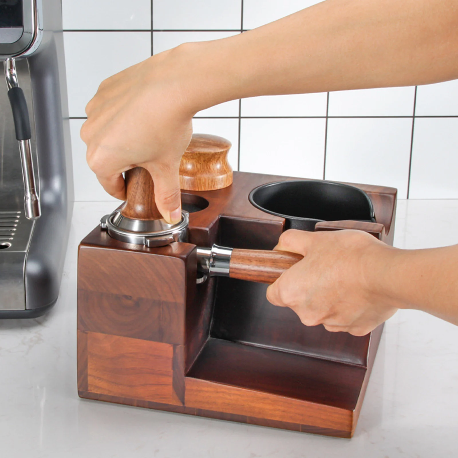 Wood Coffee Filter Tamper Holder Espresso Tamper Mat Stand Slag Box Coffee Accessories