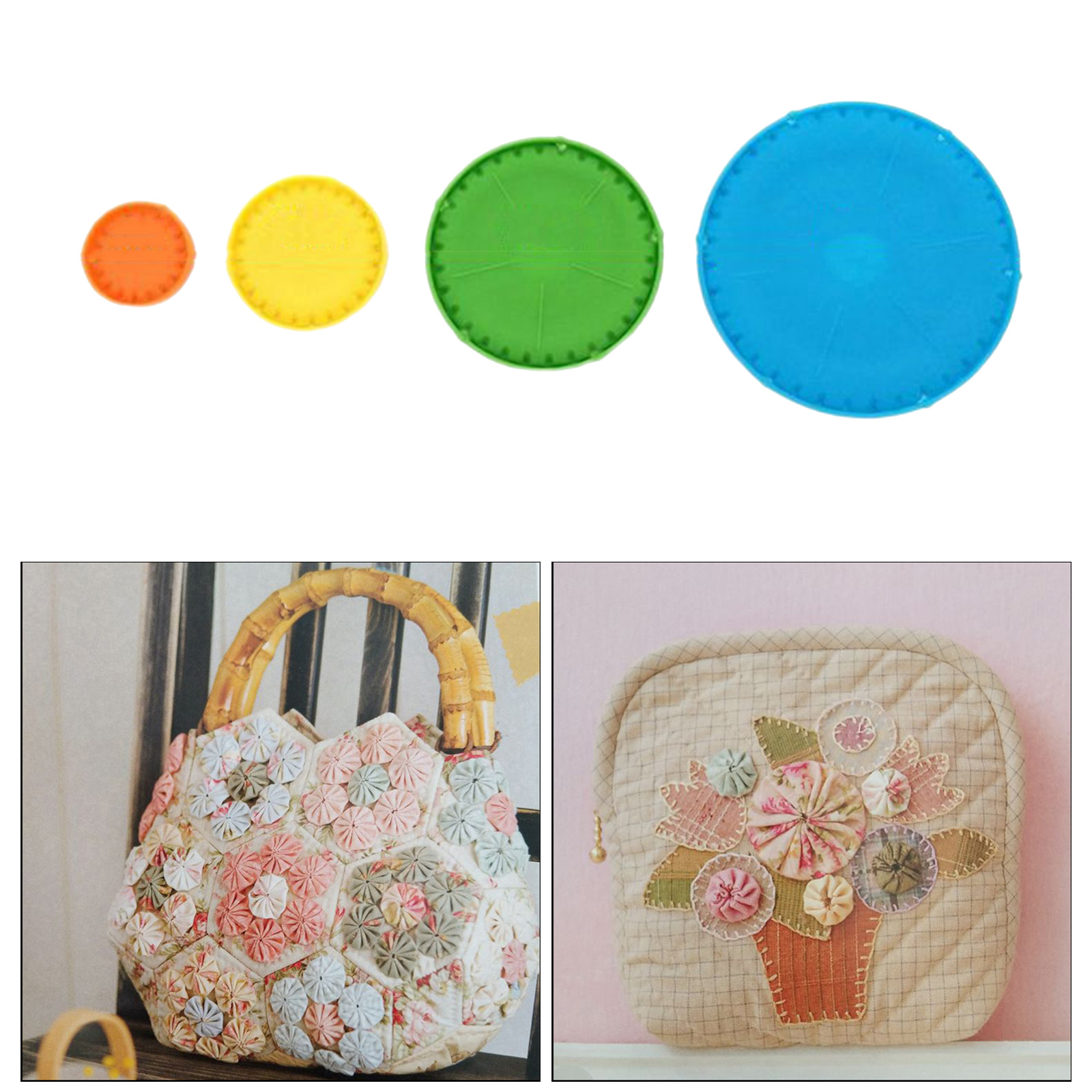 Quick Yo-Yo Makers Round Fabric Flower Templates Tools 4/6/9/12cm Extra Small Small Large Extra Large for an Easy Yo-Yo Quilt