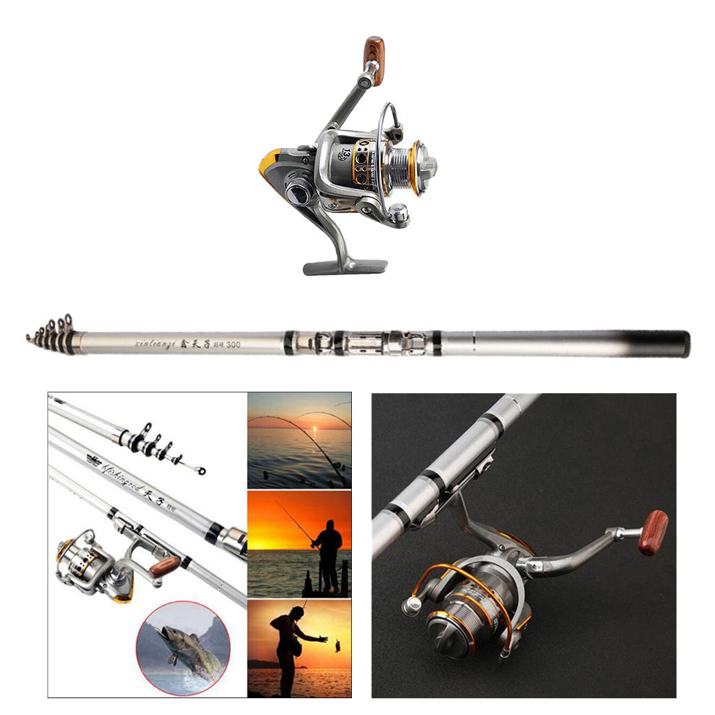 Rock Fishing Rod Portable Folding Travel Backpack Spinning Fishing Pole Reel Set