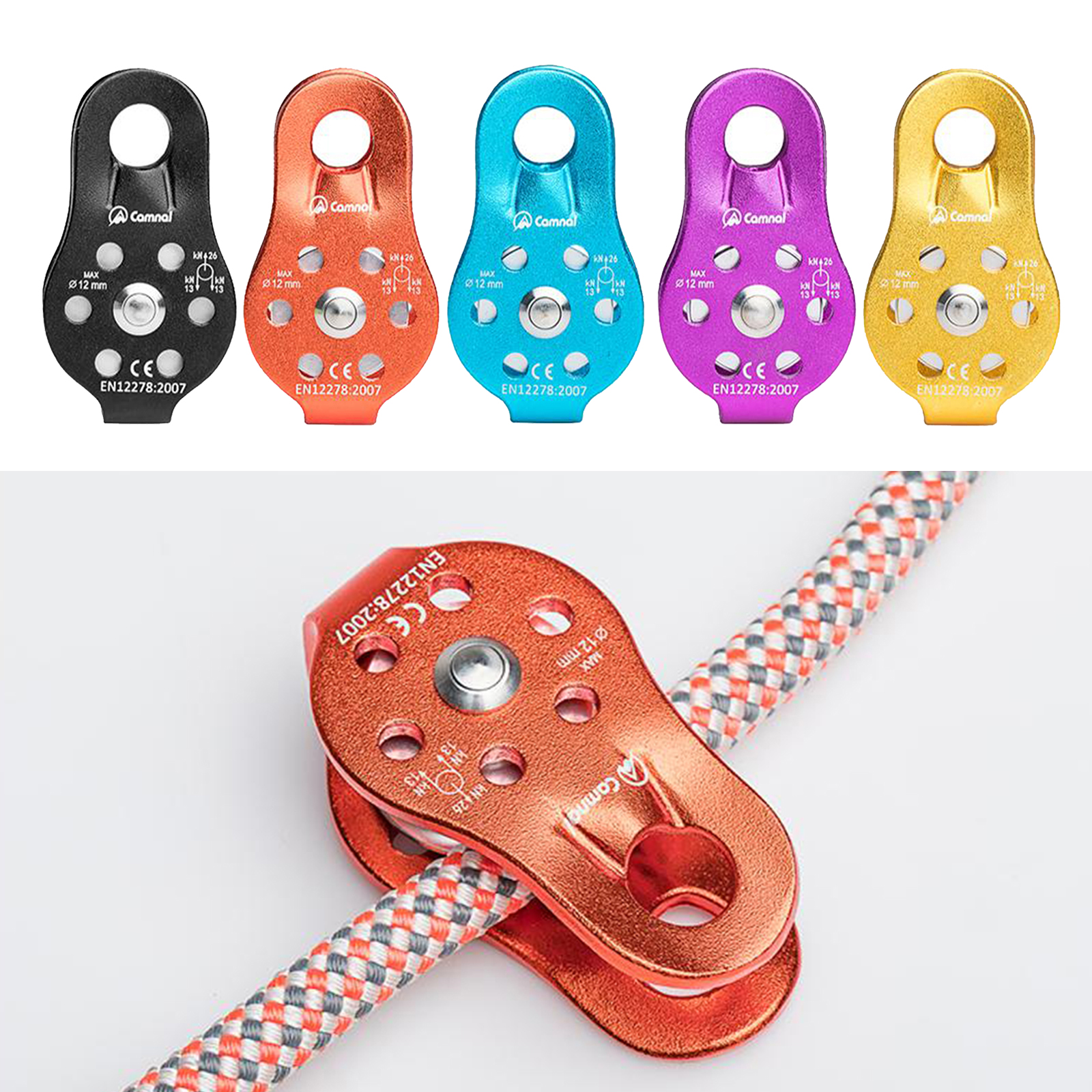 26KN Climbing Pulley Fixed Mountaineering Rope Rock Climbing Pulley Safety Outdoor Tools Ascending Devices