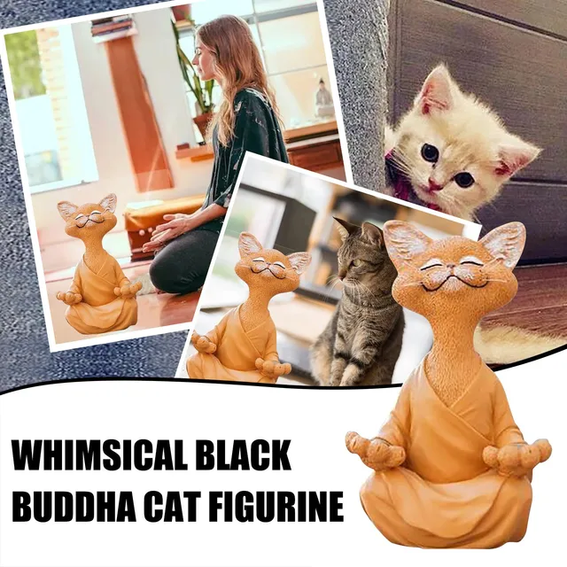Statue di gatti stravagante Buddha gatto Figurine meditazione Yoga