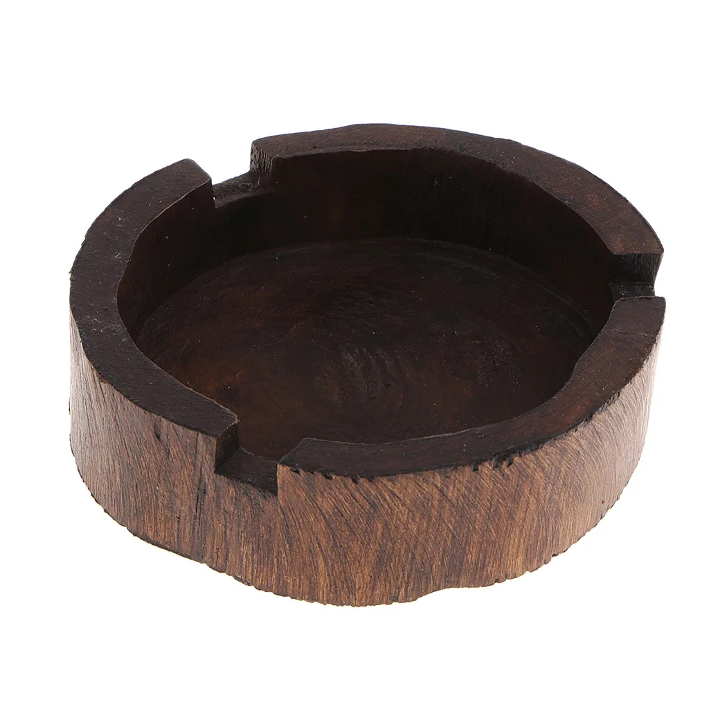 Southeast Asia Style Art Furnishing Brown Round Wooden  Ashtray for