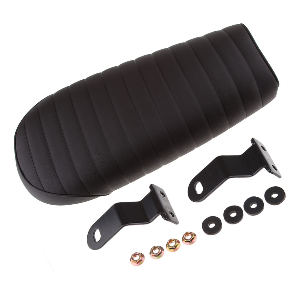 64cm Saddle Flat Cafe Racer Vintage Seat Cushion with Mounting Bracket