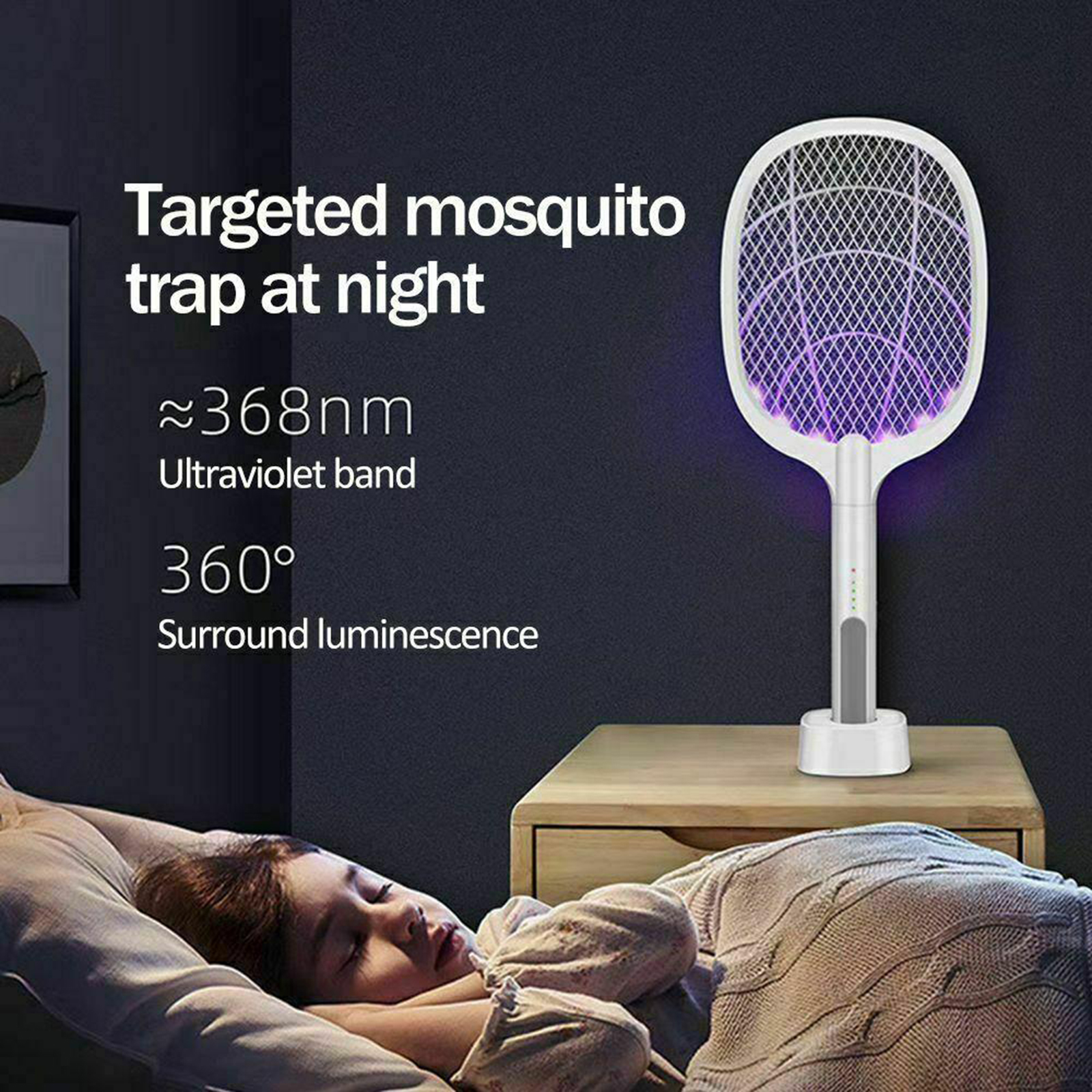 Electric Mosquito Killer LED Lamp USB 1200mAh Rechargeable Bug Zapper Summer Fly Swatter Trap Home Bug Insect Racket
