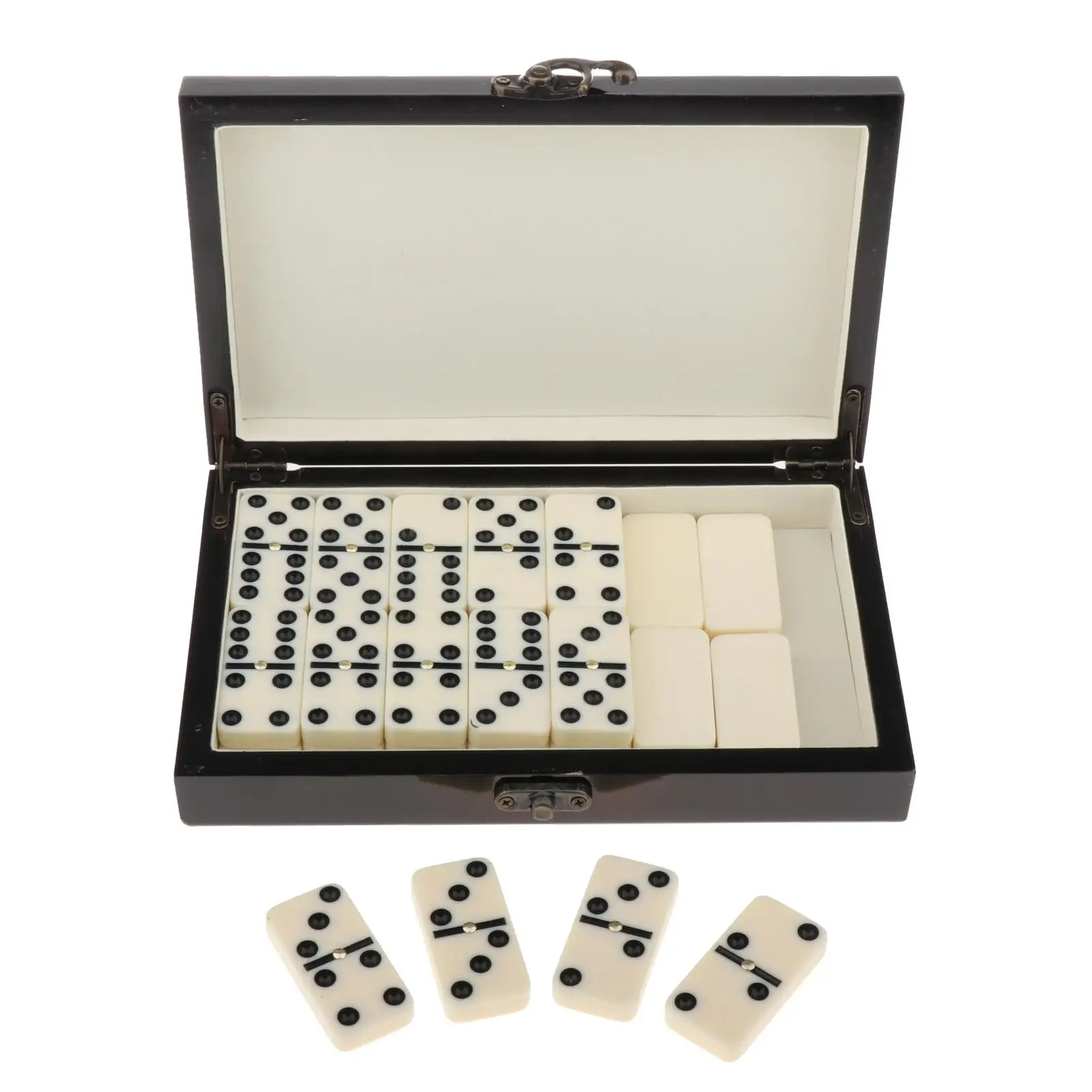 Retro Dominoes Set 28 Pieces Classic Funny Table Game Gift with Wood Case for Boys Girls Educational Toys 2-4 Players