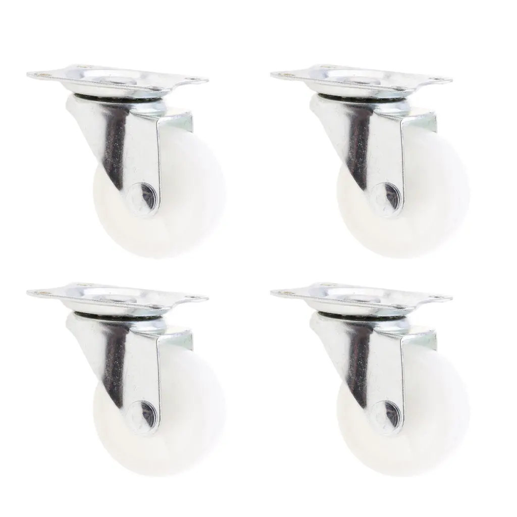 4 x Heavy Duty 40mm PP Swivel Castor Wheels Trolley Furniture Caster White Wear-Resistant, Smooth, Silence