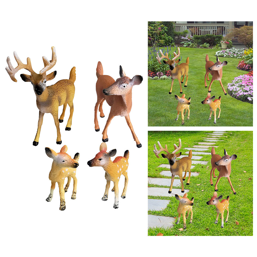 4pcs/set Realistic PVC Wildlife Deer Animal Model Toy for Kids Ages 3-8 Creatures Action Figurines Zoo Pack