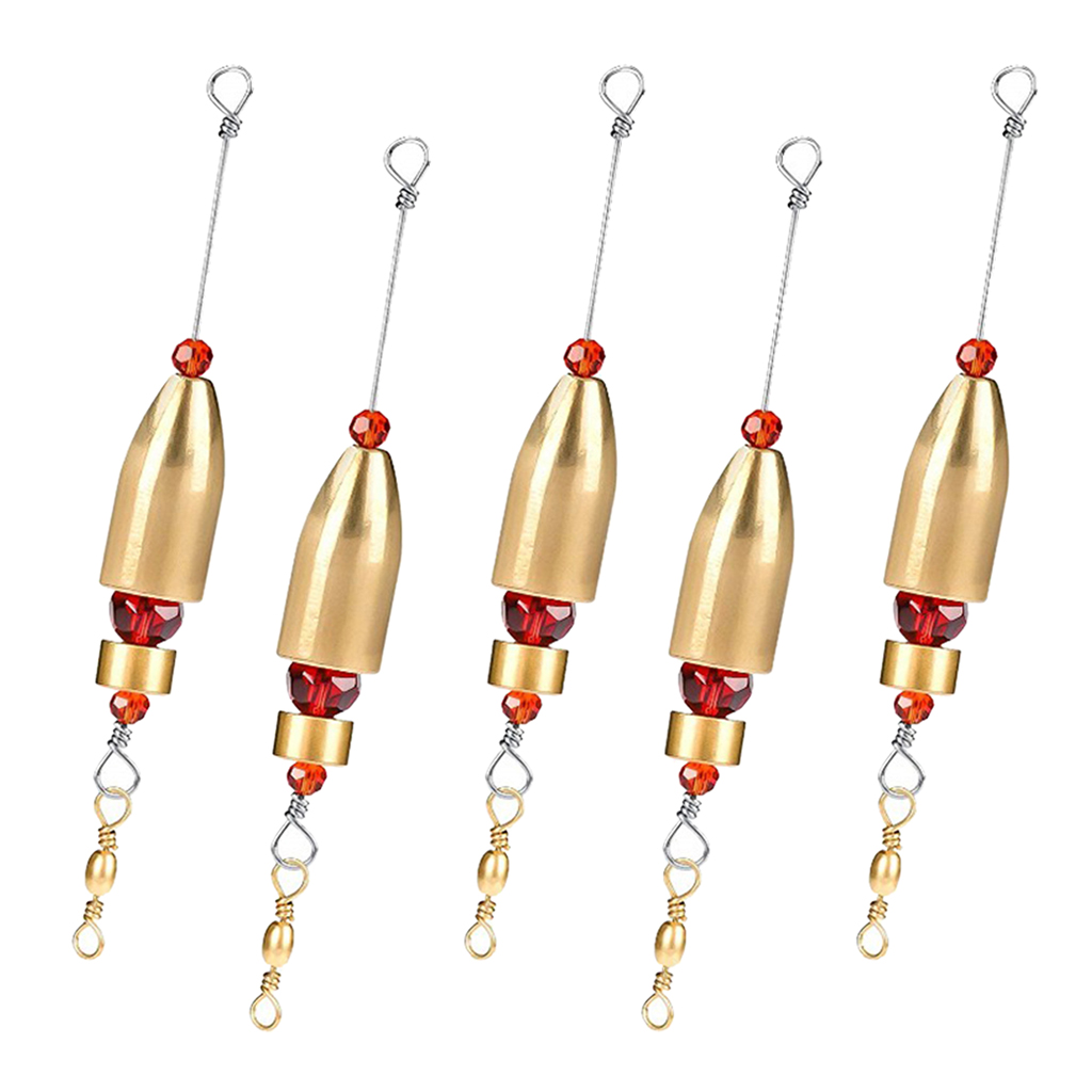 5 Pieces Pre-rigged Carolina Rigs With Brass Sinker Glass Beads Swivel