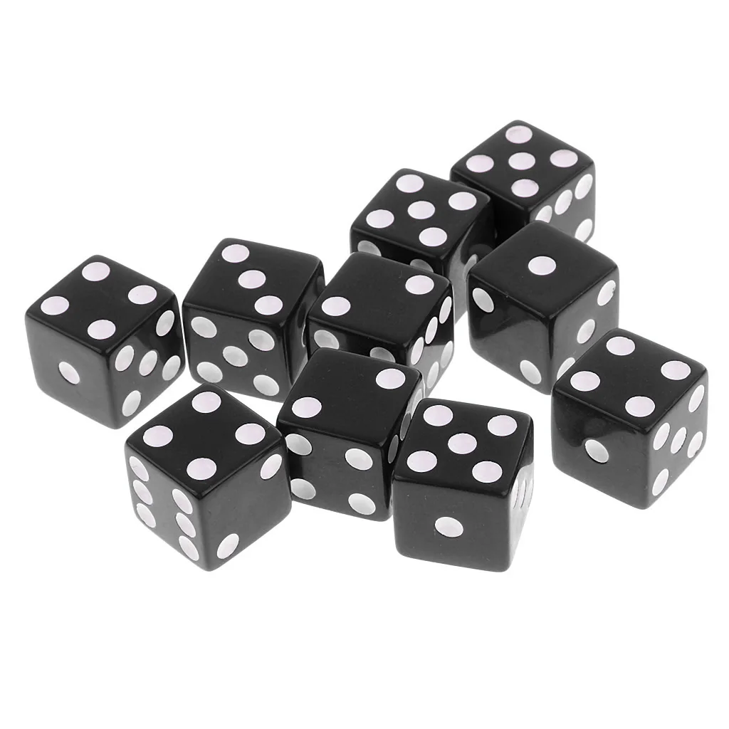 10pcs Digital D6 Dice Playing Games Set for D&D RPG Party Table Games 16mm