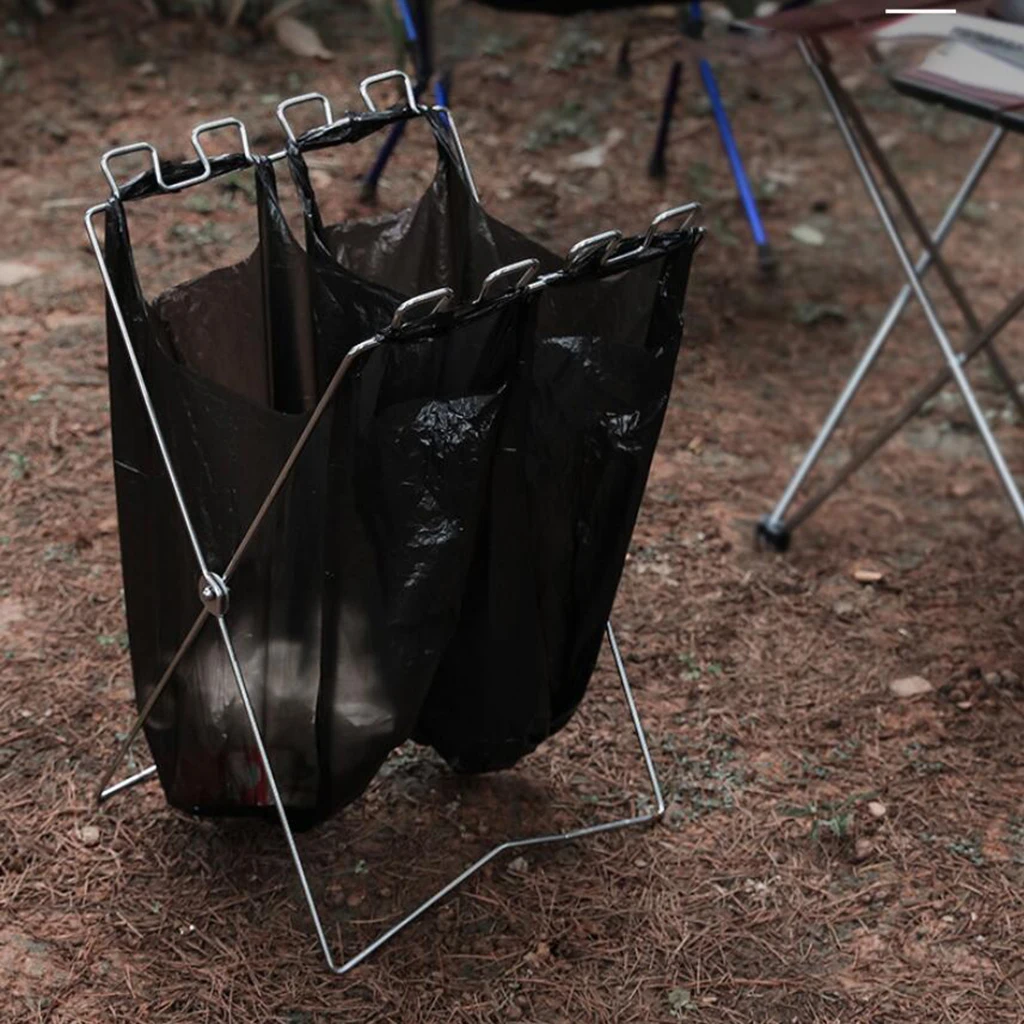 Hamper Stand Trash Bag Holder Stand Sorting Kitchen Indoor Outdoor Use Camping Foldable Trash Bag Holder Hanging
