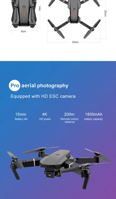 ZHENDUO-Dron Profesional E88 Pro 4k HD 4k Rc, Avión de doble cámara, cabeza  gran angular, Quadcopter remoto, avión, helicóptero de juguete
