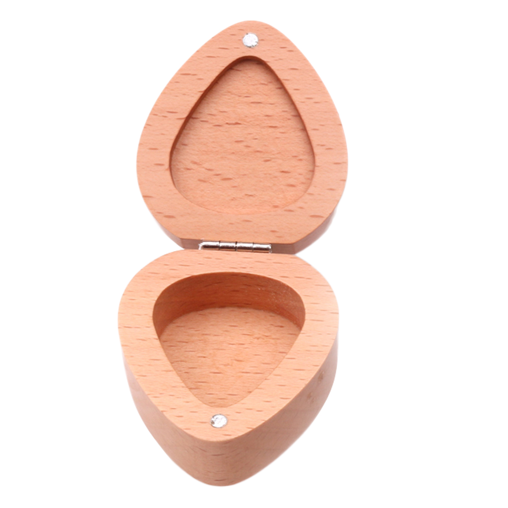 Wooden Heart Shaped Guitar Pick Holder Plectrum Box For Guitar Lovers Musical Gift