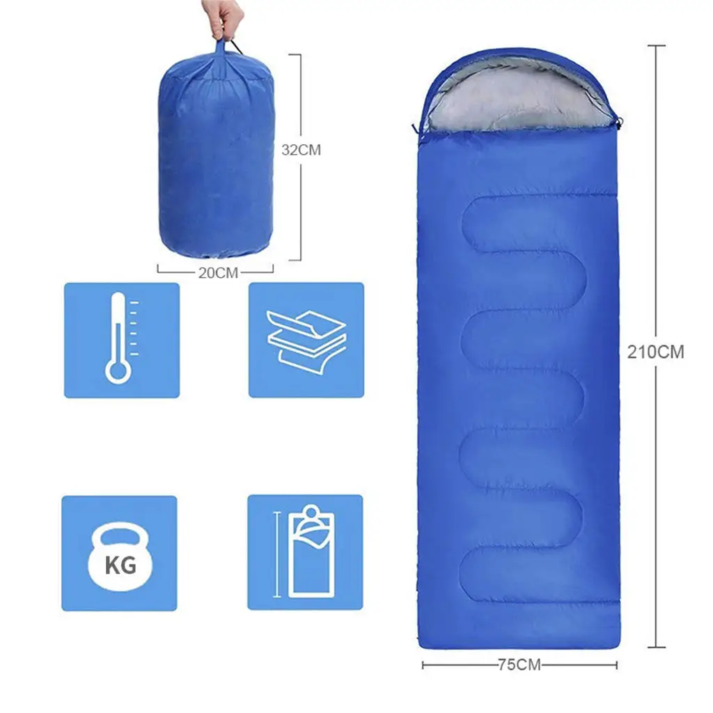 Wide Single Envelope Sleeping Bag Light Polyester Thermal Sleep Bag Cotton Zip for Mountaineering Indoor Office Emergency Winter