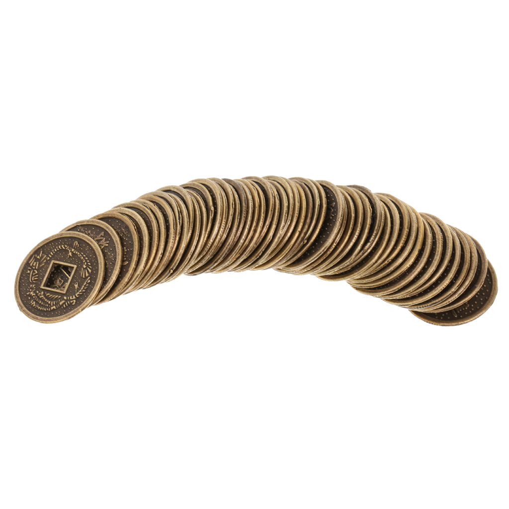 50 Pieces Alloy Chinese Fortune Auspicious Coin Feng Shui I-ching Lucky Coins Artificial Souvenir Decoration 2cm Dia.