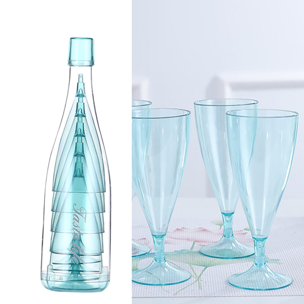 ABS Champagne Glasses Beer Drink Cocktail Wine Glasses with Storage Bottle for Travel Weddings Party Picnic Camping