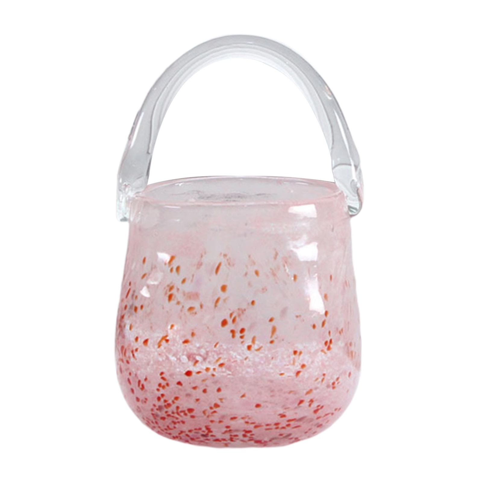Luxury Glass Bag Vase Hand Blown Cherry Blossoms Small Bucket Storage Fruit Desktop Wedding Artistic Ornaments