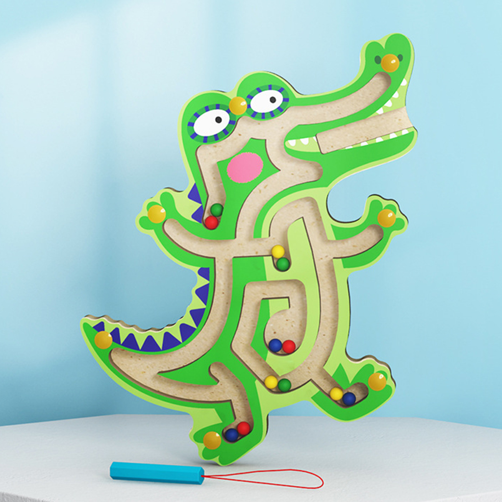 Activity Magnet Toys Maze Wooden Magnetic Game Develops Fine Motor Skills & Color Recognition with Attached Wand for Kids